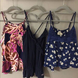 Bundle of 3 Sleeveless Tanks Lace Ruffle Spaghetti Strap Hollister & Mossimo M